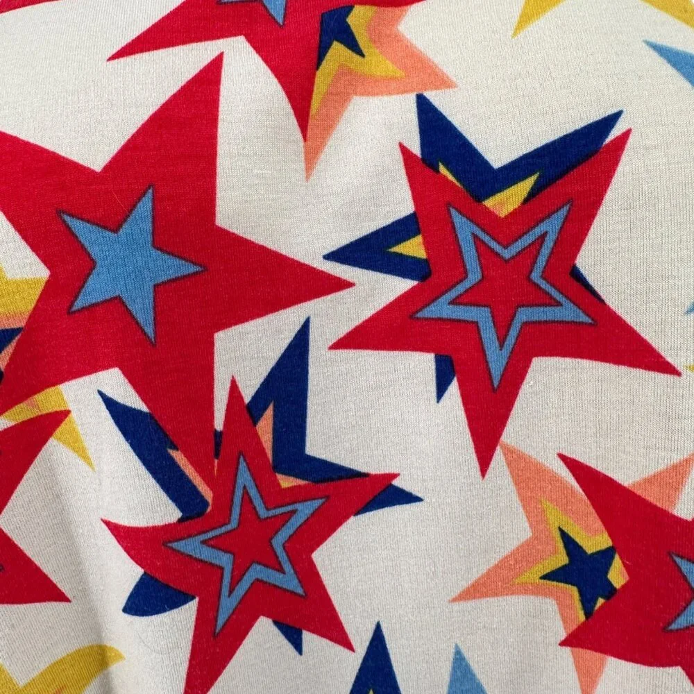 LuLaRoe Irma Top Womens 3XL Red White Blue Yellow Stars Patriotic Americana - Picture 2 of 9